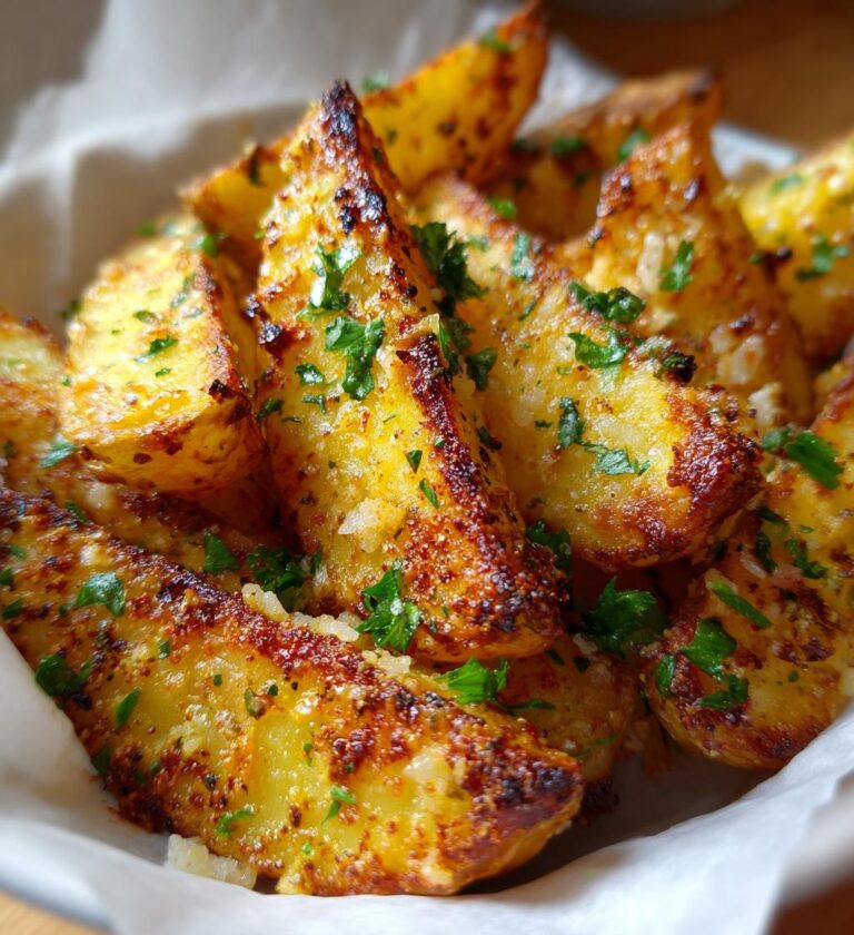 baked garlic parmesan potato wedges