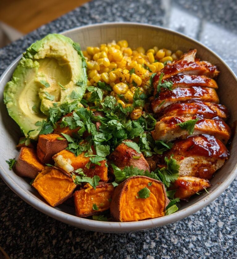 bbq chicken sweet potato bowl