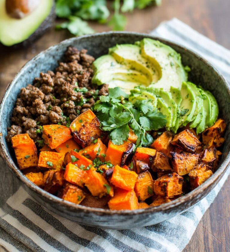 beef sweet potato bowl