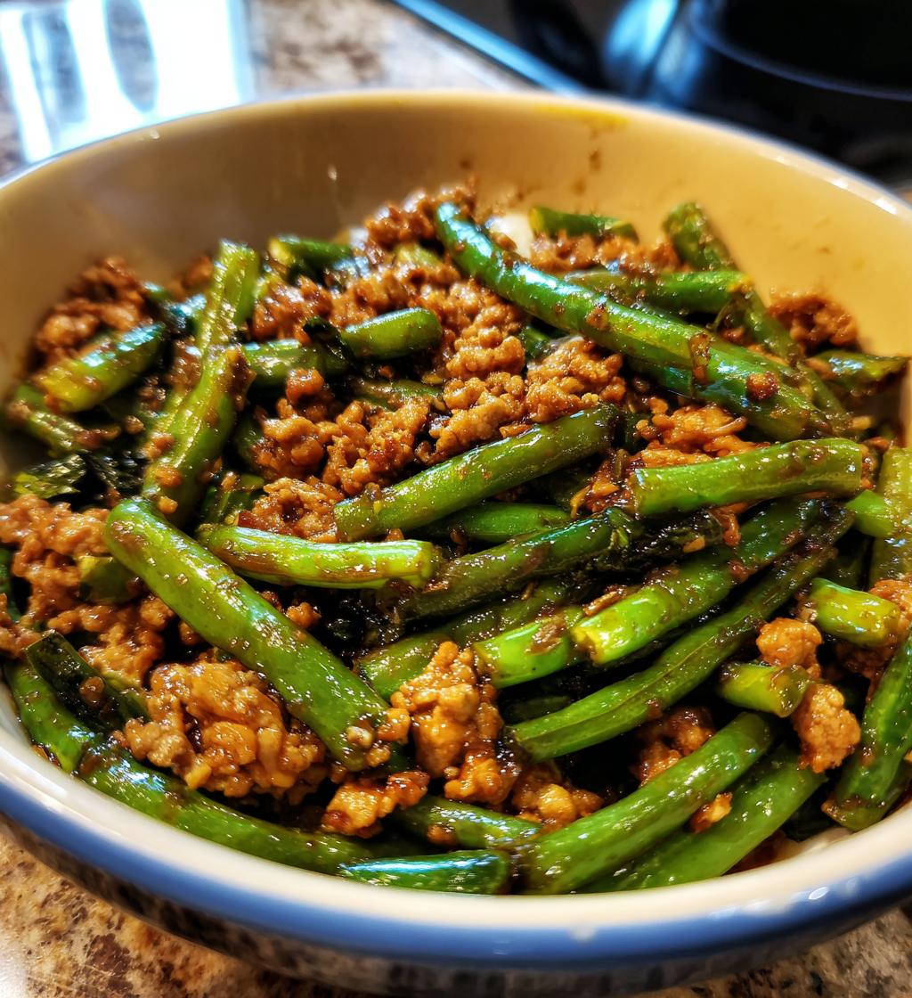 asian ground turkey and green bean stir fry