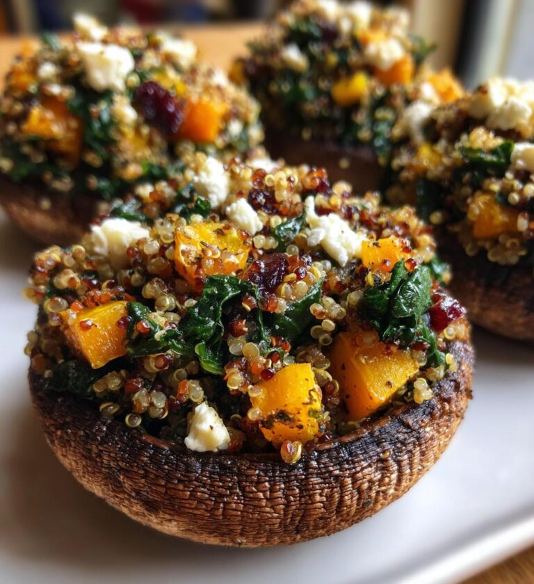 autumn harvest stuffed portobello mushrooms
