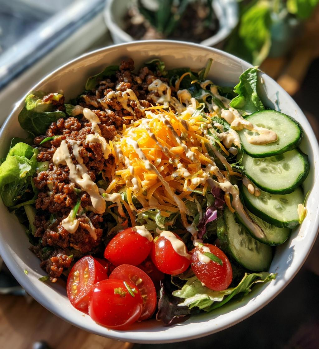 burger bowls with caramelized onion aioli