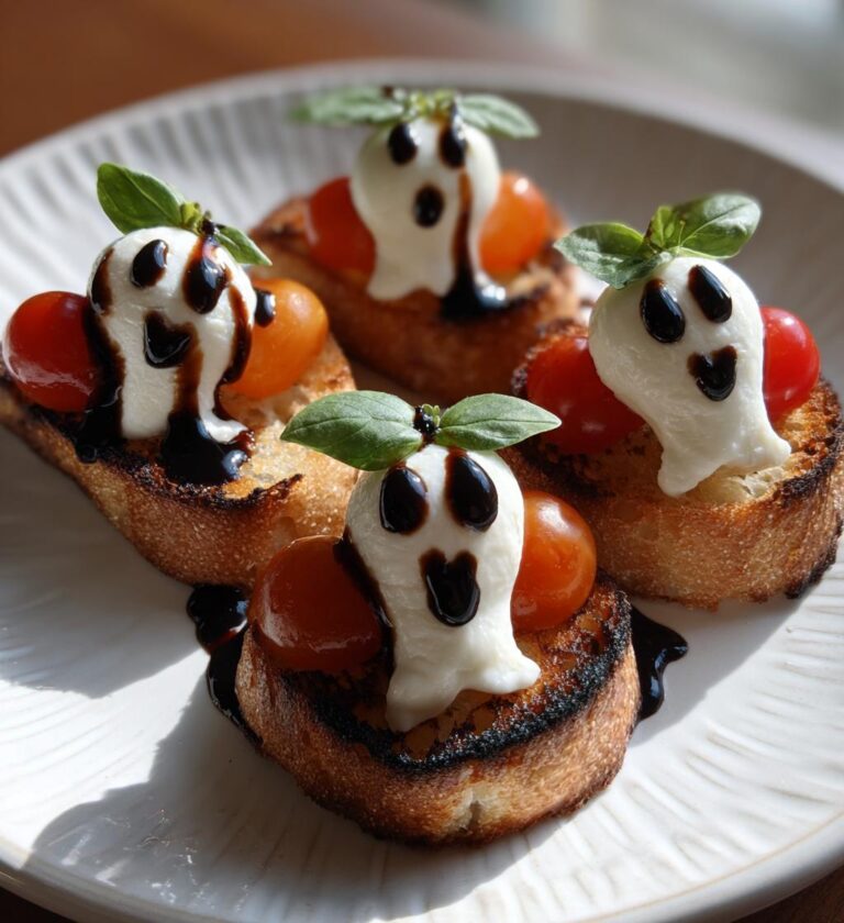 caprese crostini ghosts