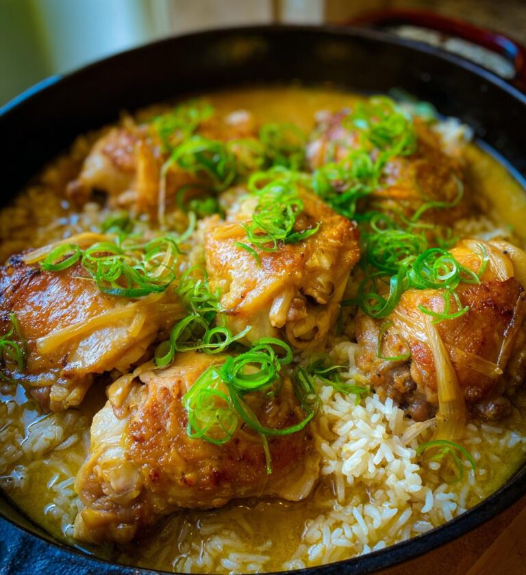 chicken in garlic ginger broth with rice