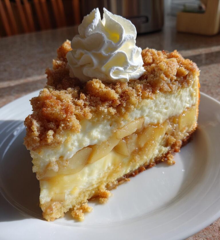 creamy apple crumble cheesecake