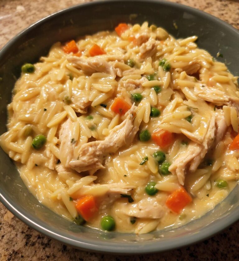 creamy chicken pot pie orzo