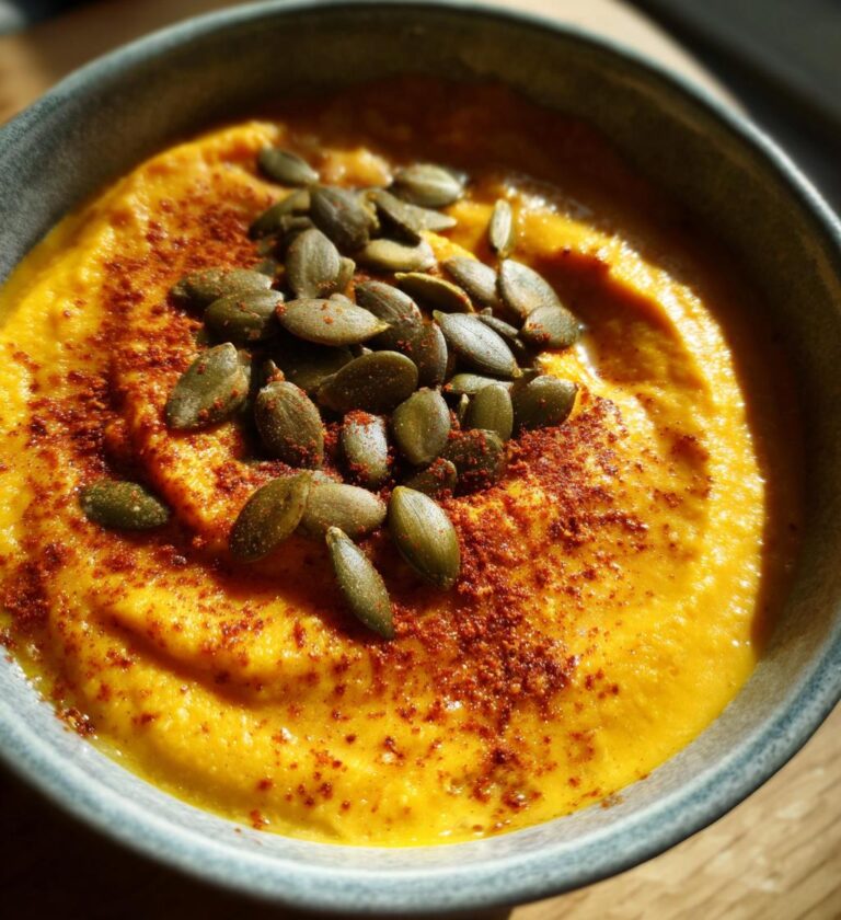 creamy pumpkin hummus with pumpkin seeds and smoked paprika recipe