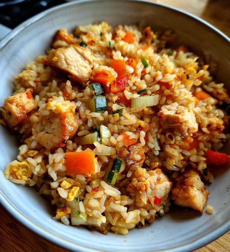 high protein crispy garlic chicken fried rice recipe delights