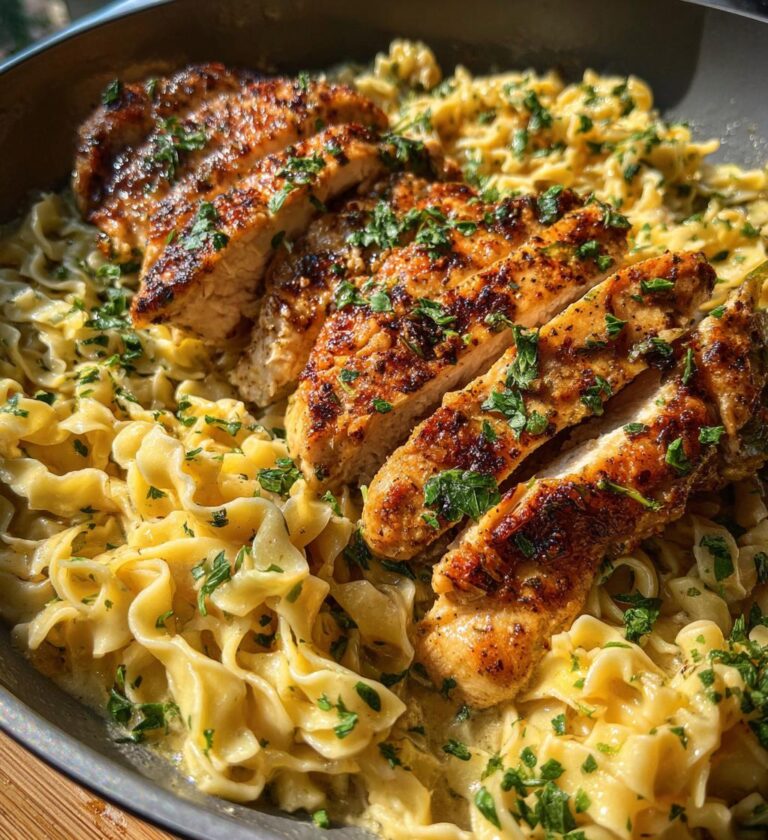 one pan chicken with buttered noodles