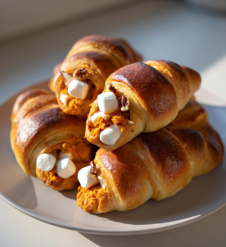 sweet potato crescent bites with marshmallows and pecans recipe