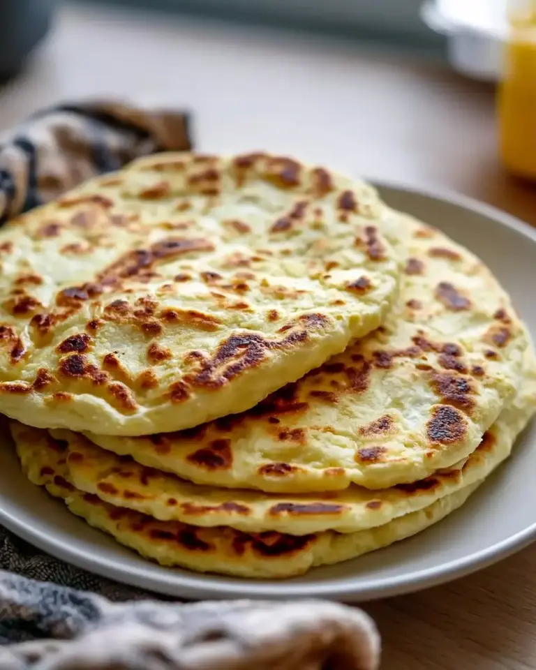 A delicious plate of 2-Ingredient Cottage Cheese Flatbread: Effortless & Delicious