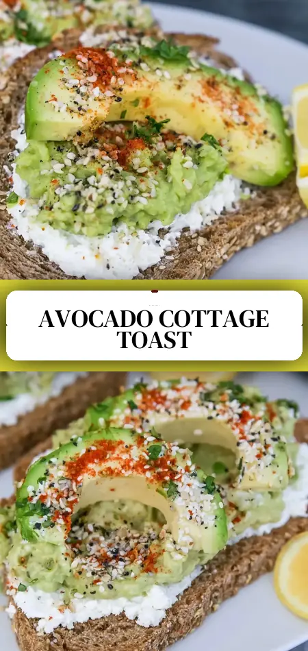 Pinterest pin (Design 3) for Cottage Cheese Avocado Toast