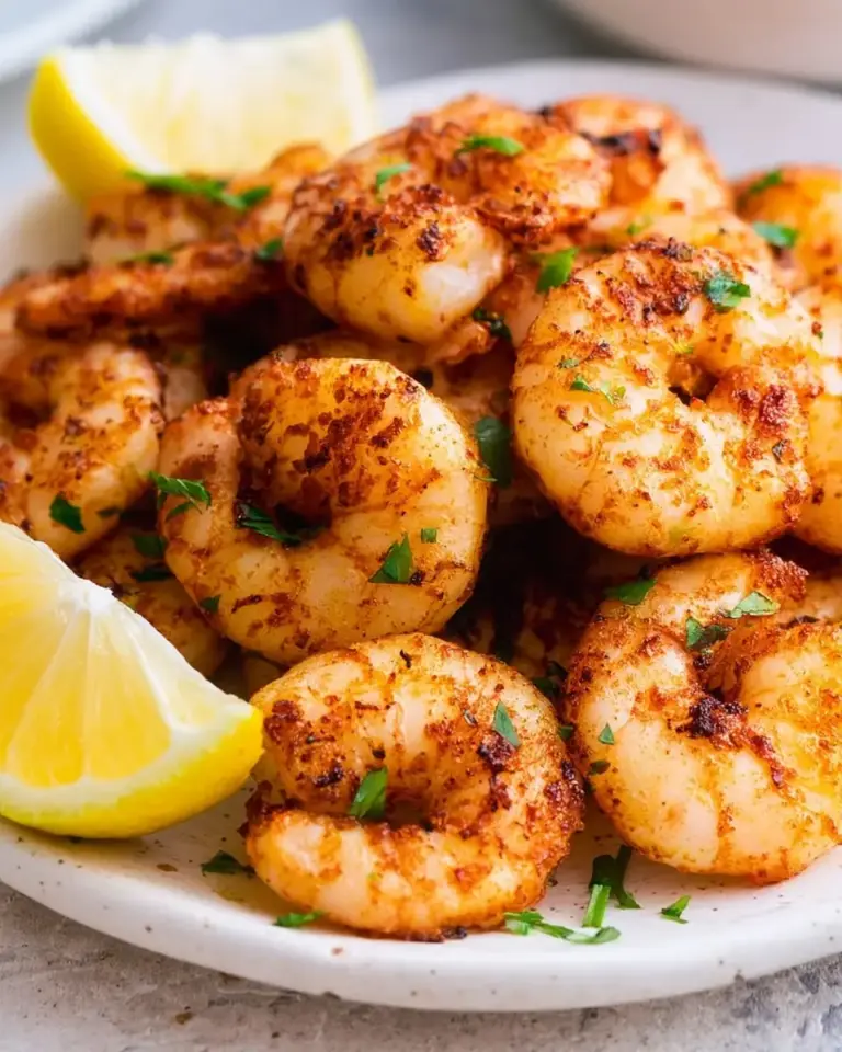 A delicious plate of Air Fryer Shrimp (or Prawns)
