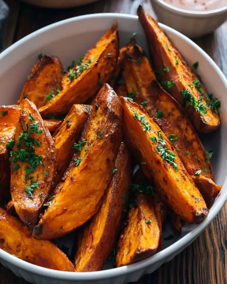 A delicious plate of Air Fryer Sweet Potato Wedges
