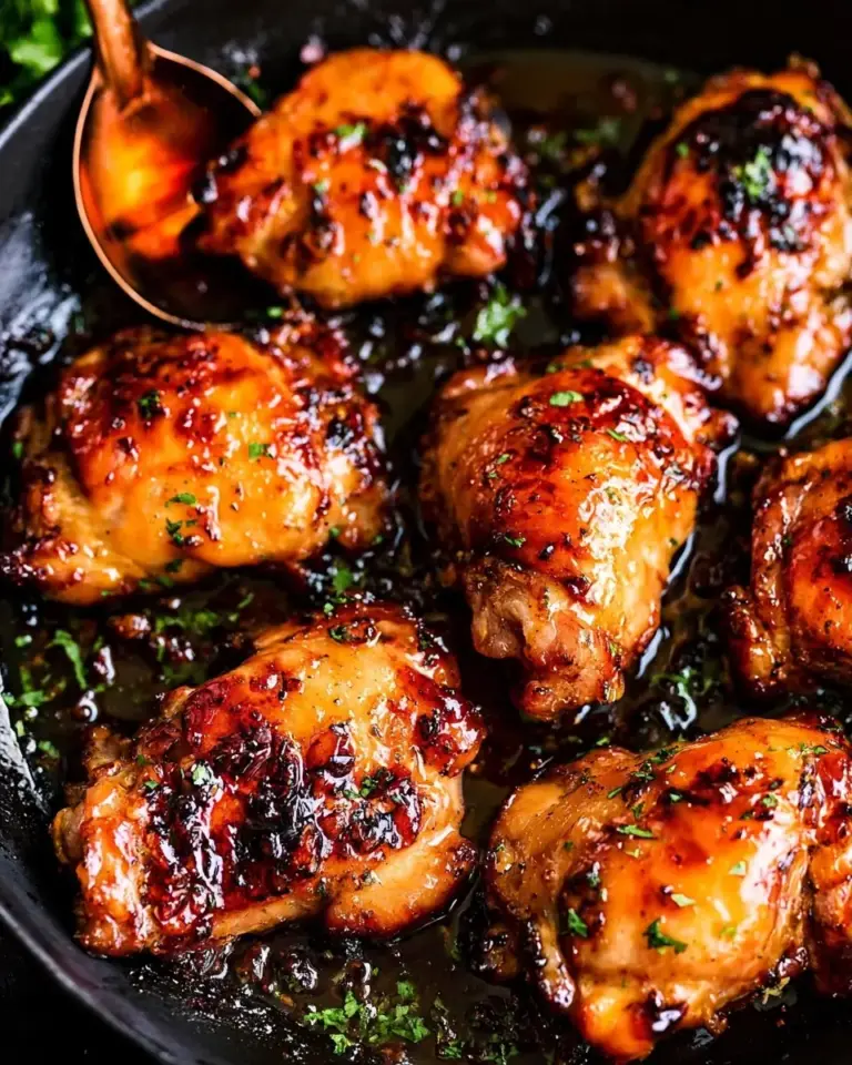 A delicious plate of Baked Honey Garlic Boneless Chicken Thighs