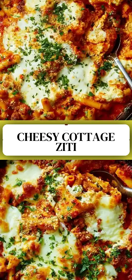 Pinterest pin (Design 3) for Cottage Cheese Baked Ziti