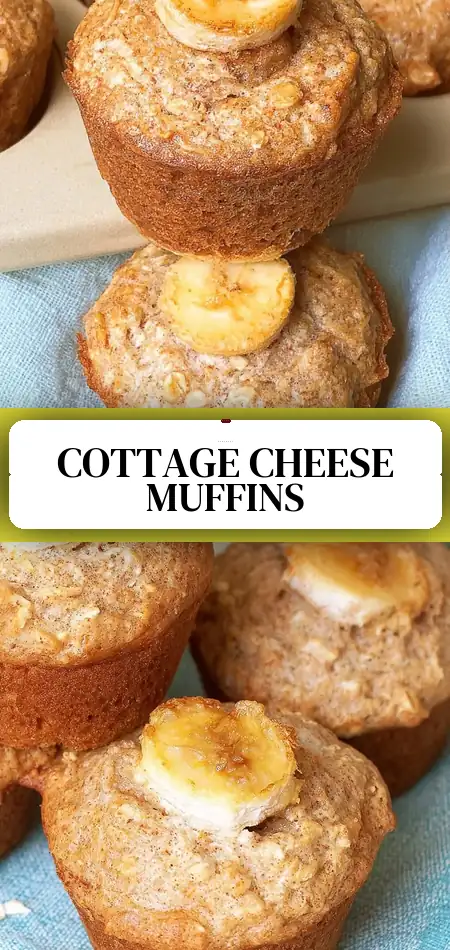 Pinterest pin (Design 3) for Banana Cottage Cheese Muffins