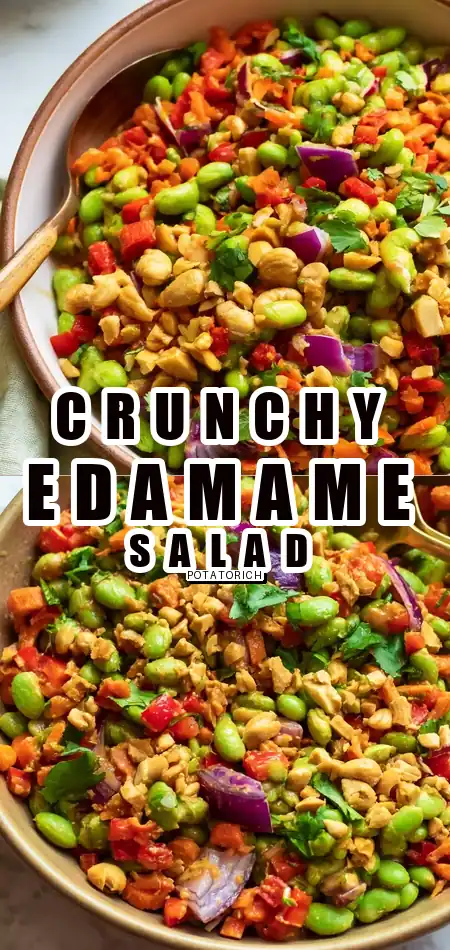 Pinterest pin (Design 1) for EDAMAME CRUNCH SALAD (VEGAN + HIGH PROTEIN)