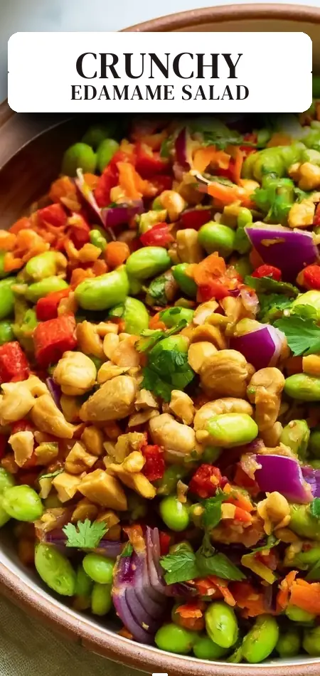 Pinterest pin (Design 2) for EDAMAME CRUNCH SALAD (VEGAN + HIGH PROTEIN)