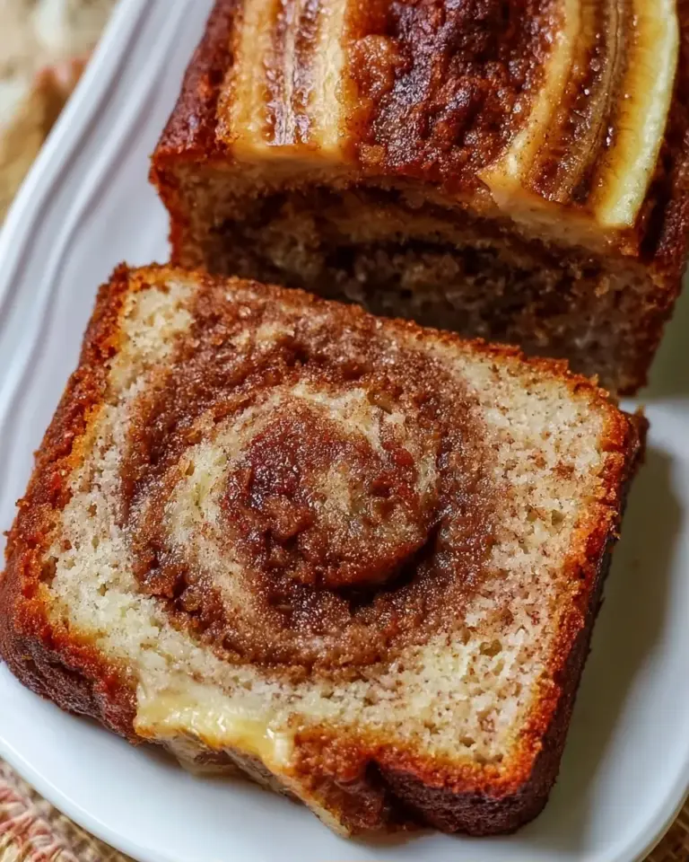 A delicious plate of Cinnamon Swirl Banana Bread