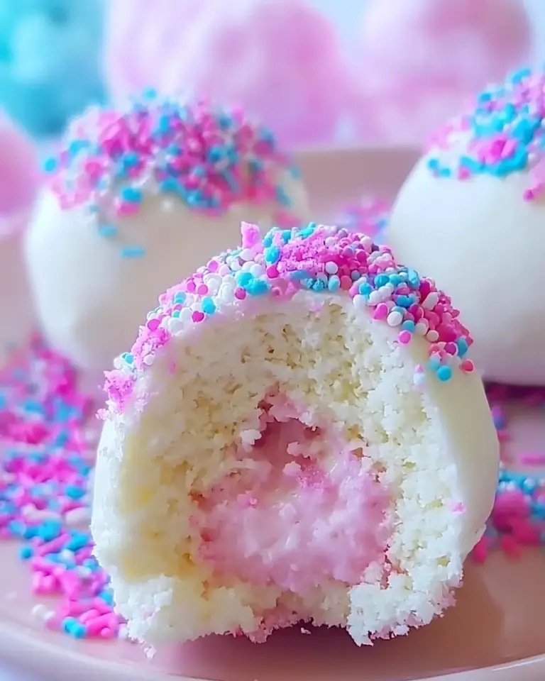 A delicious plate of Cotton Candy Cheesecake Bombs for a Sweet Nostalgic Treat