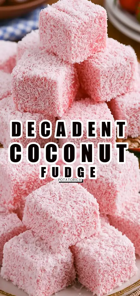 Pinterest pin (Design 1) for Homemade Coconut Fudge Recipe
