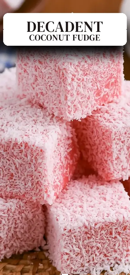 Pinterest pin (Design 2) for Homemade Coconut Fudge Recipe