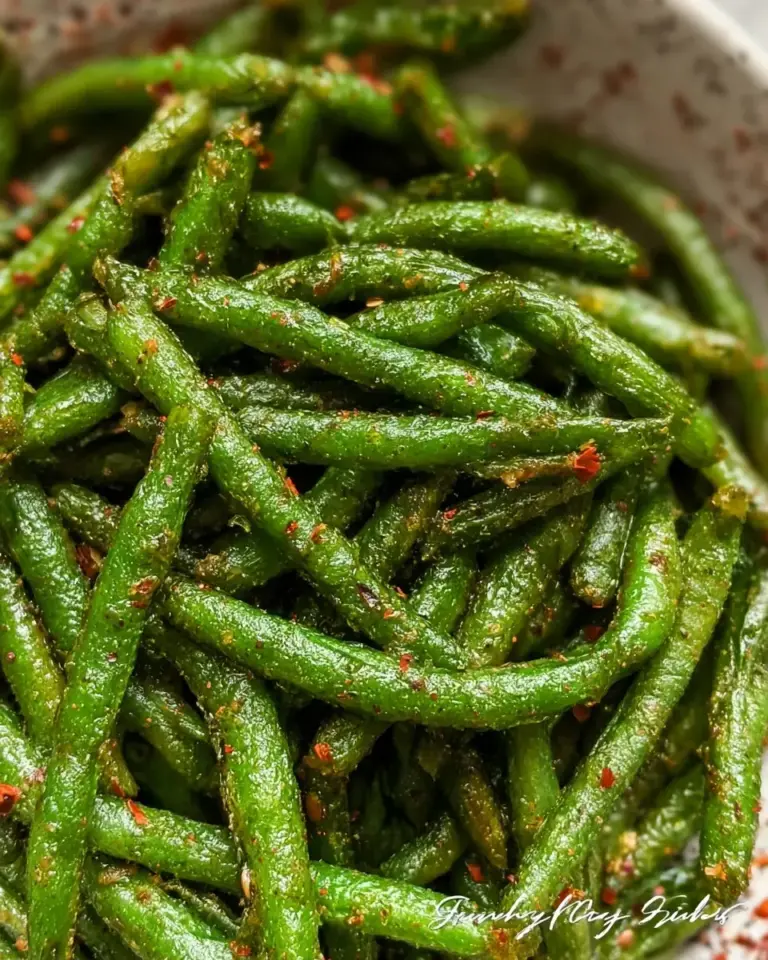 A delicious plate of Easy Air Fryer Frozen Green Beans