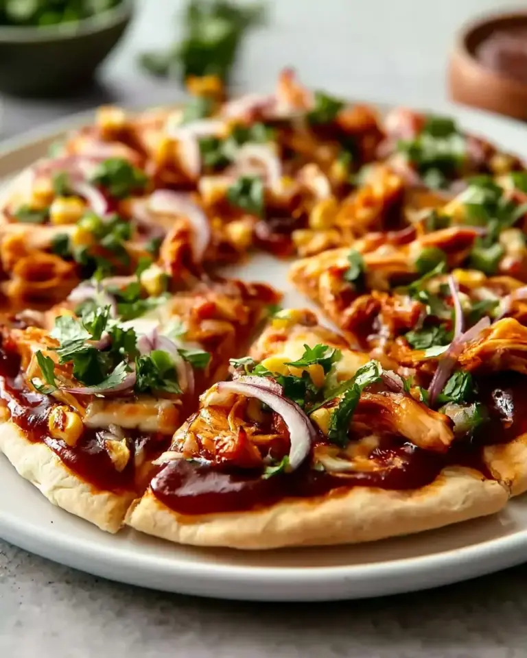 A delicious plate of Easy BBQ Chicken Flatbread Recipe