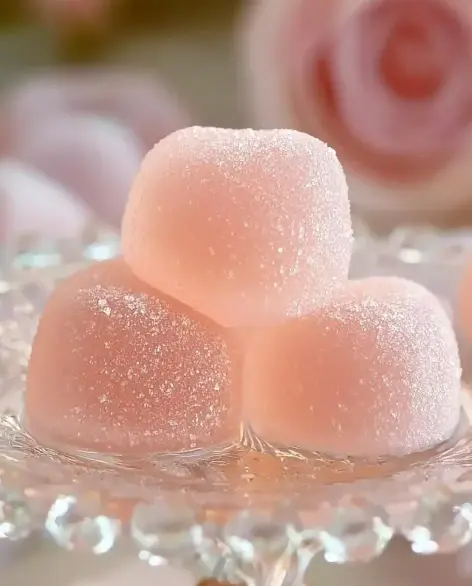 A delicious plate of Gummy Rose Water & Lychee Jellies