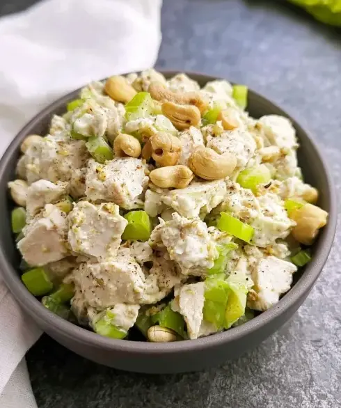 A delicious plate of High Protein Greek Yogurt Chicken Salad (Extra Creamy with Cottage Cheese)