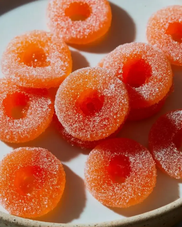 A delicious plate of Homemade Peach Ring Gummies