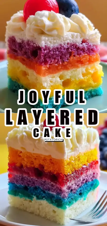 Pinterest pin (Design 1) for Pride Layered Poke Cake: A Colorful Celebration of Joy