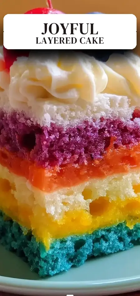 Pinterest pin (Design 2) for Pride Layered Poke Cake: A Colorful Celebration of Joy