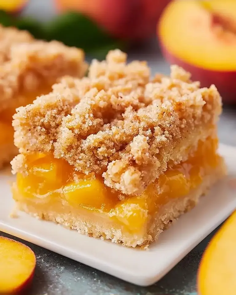 A delicious plate of Peach Crumb Bars