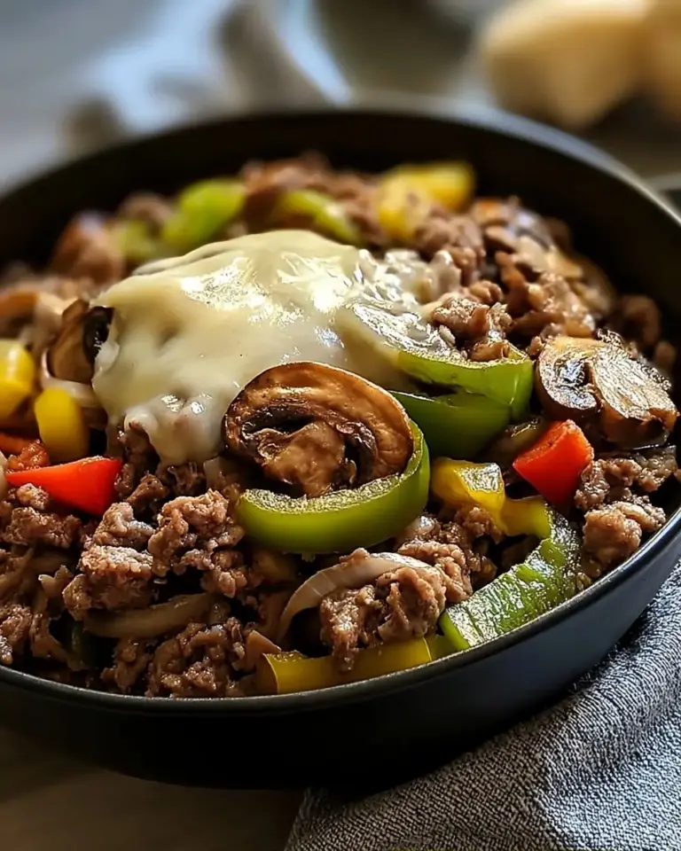 A delicious plate of Philly Cheesesteak Bowls (High Protein, Low Carb)