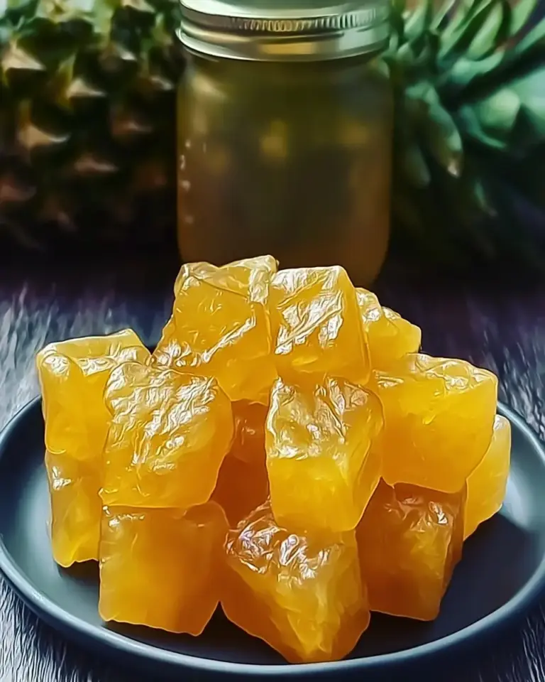 A delicious plate of Pineapple Cowboy Candy: A Sweet & Spicy Delight for Canning