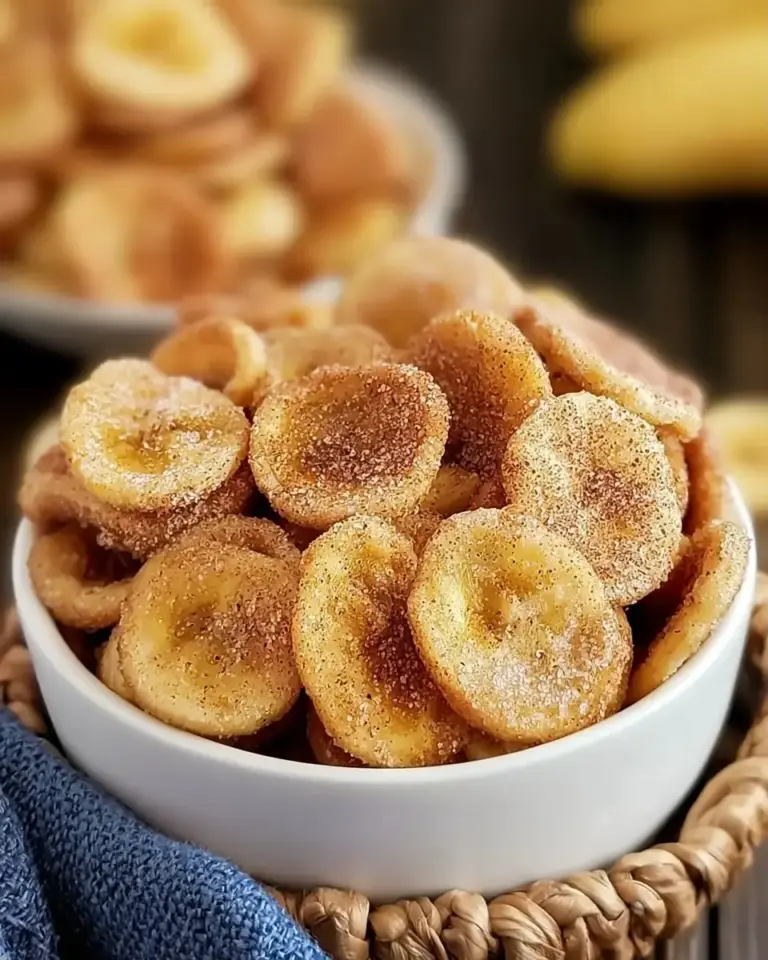 A delicious plate of Quick & Easy Cinnamon-Sugar Air Fryer Banana Chips – Crispy Sweet Snack