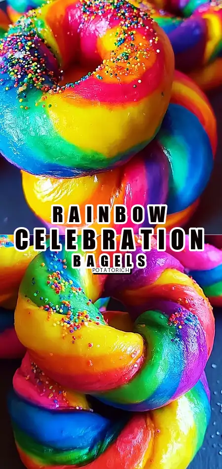 Pinterest pin (Design 1) for Vibrant Rainbow Bagels That Brighten Any Celebration