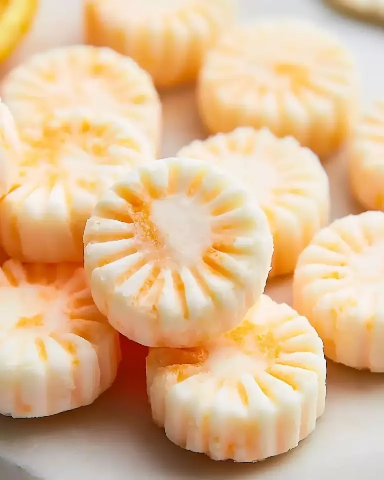 A delicious plate of Sweet Orange Cream Cheese Mints - theamazingfood