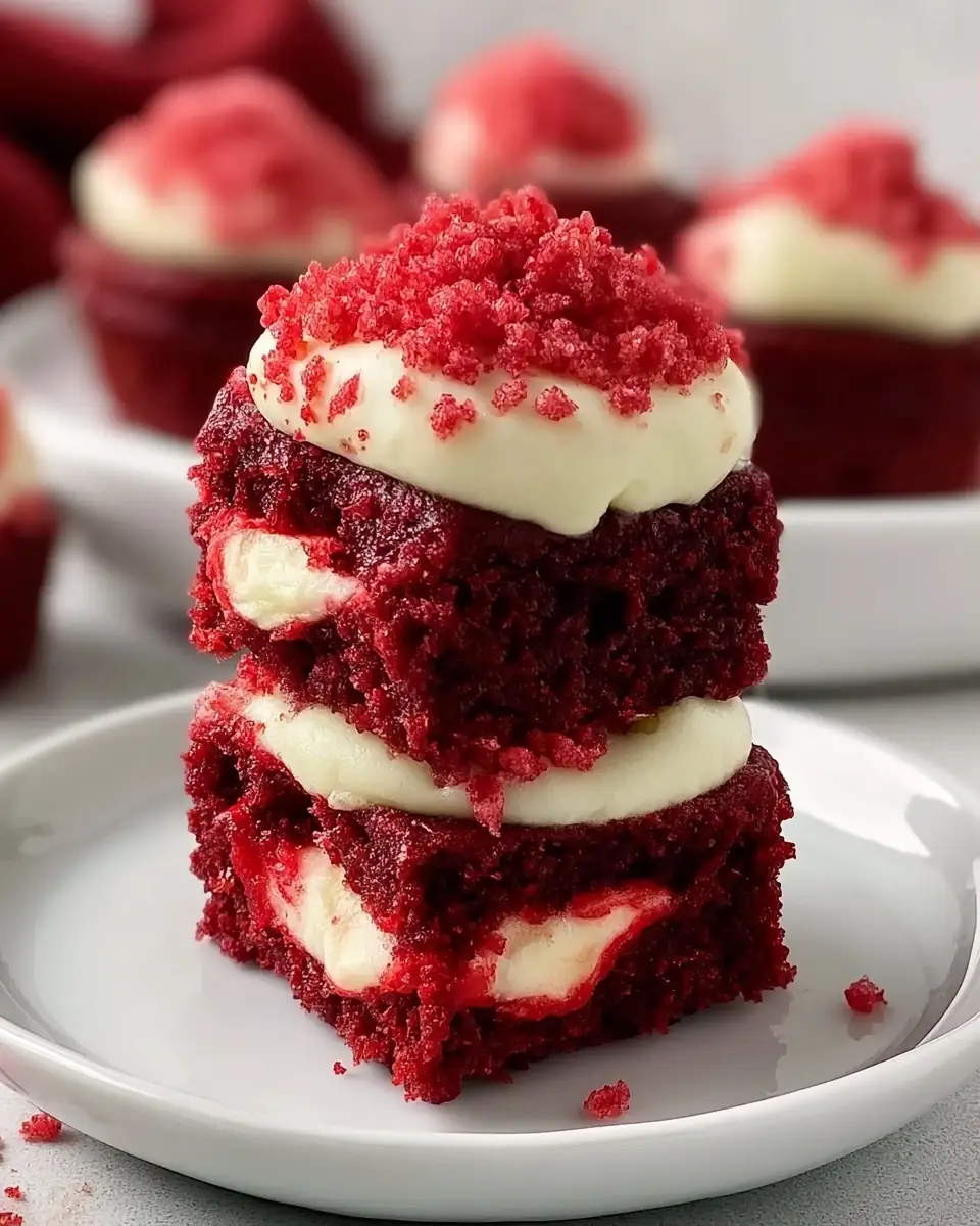 A delicious plate of Sweet Red Velvet Brownie Bites