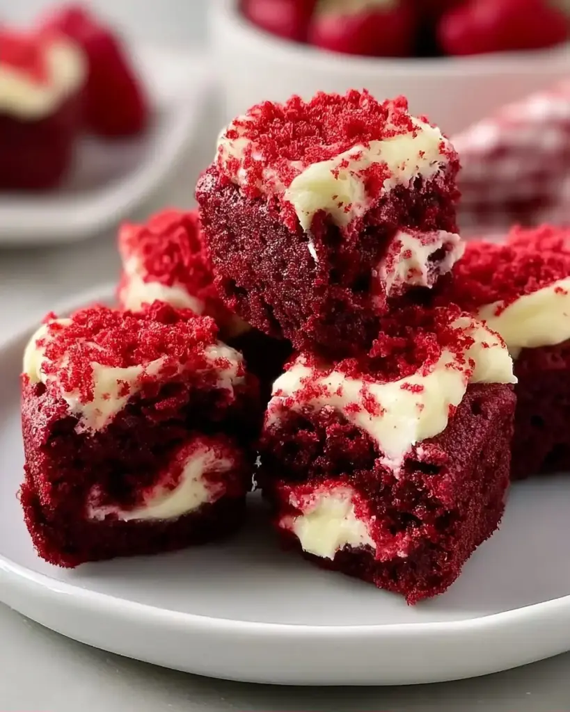 A delicious plate of Sweet Red Velvet Brownie Bites