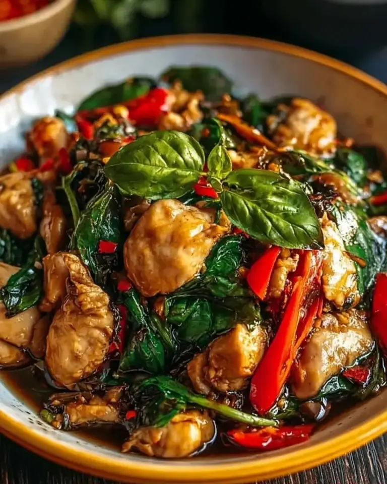 A delicious plate of Thai Basil Chicken Stir Fry