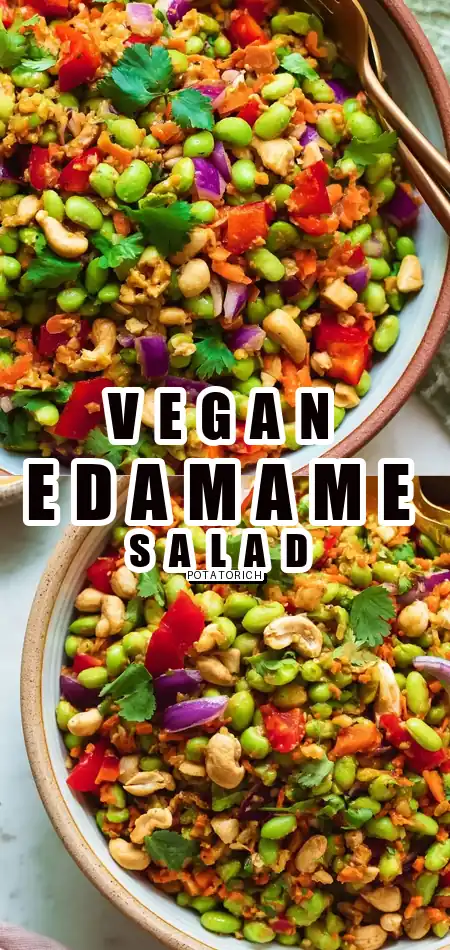 Pinterest pin (Design 1) for EDAMAME CRUNCH SALAD (VEGAN + HIGH PROTEIN)