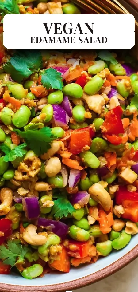 Pinterest pin (Design 2) for EDAMAME CRUNCH SALAD (VEGAN + HIGH PROTEIN)