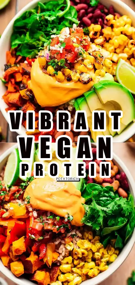 Pinterest pin (Design 1) for High-Protein Vegan Fiesta Salad