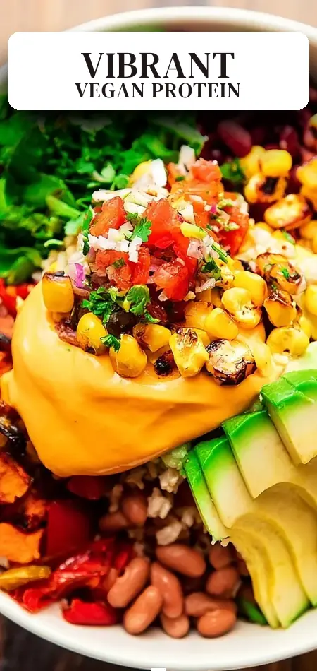Pinterest pin (Design 2) for High-Protein Vegan Fiesta Salad