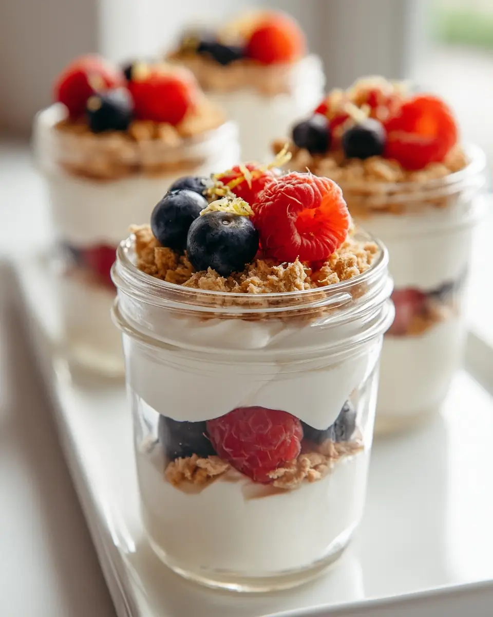 A delicious plate of Whipped Cottage Cheese and Greek Yogurt Dessert Cups
