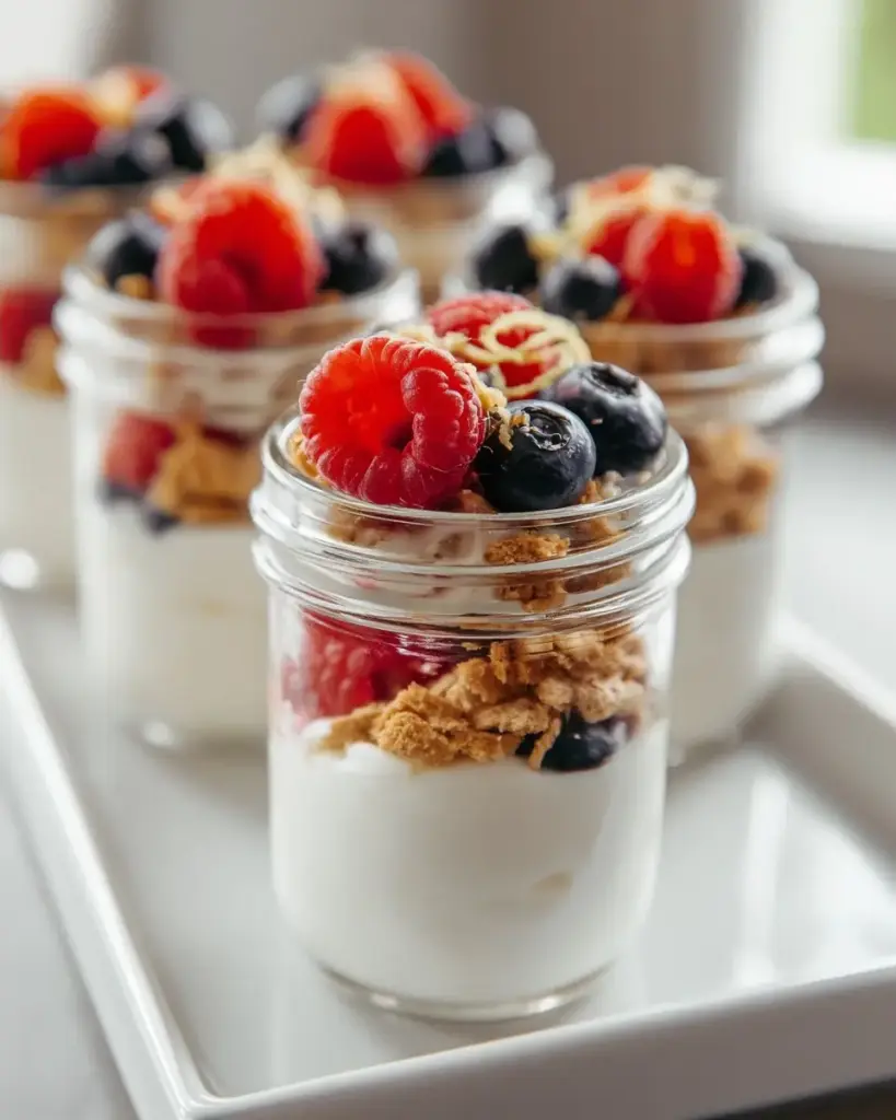 A delicious plate of Whipped Cottage Cheese and Greek Yogurt Dessert Cups