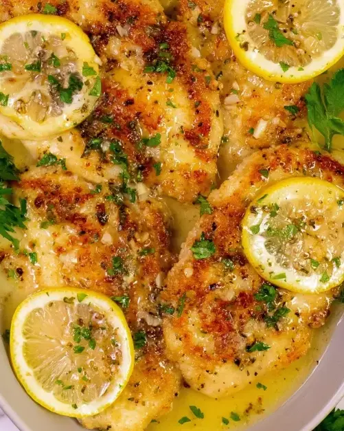 A delicious plate of Lemon Chicken with BEST Lemon Butter Sauce